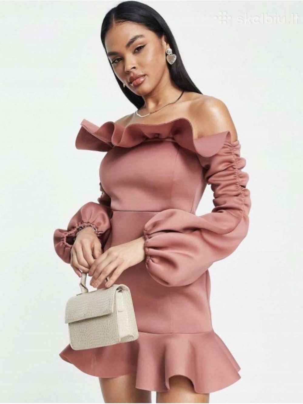 ASOS Strapless Ruffle Mini Dress in Dusty Rose US6